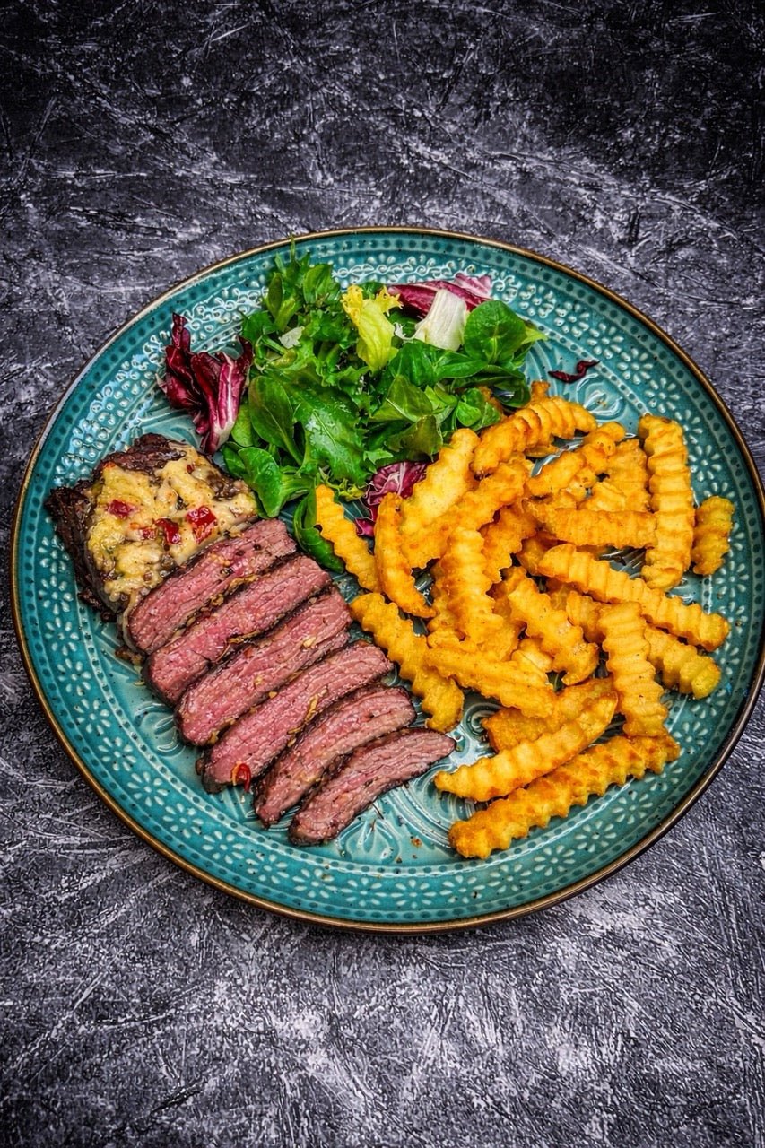 Black Angus Skirt Steak mit Knoblauch-Hartkäse-Glasur - Angus-Beef Loxten