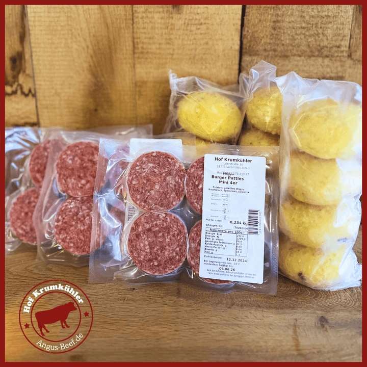 Wagyu 12x MINI Burger + 12x Burger Bun´s, Paket - Angus - Beef Loxten
